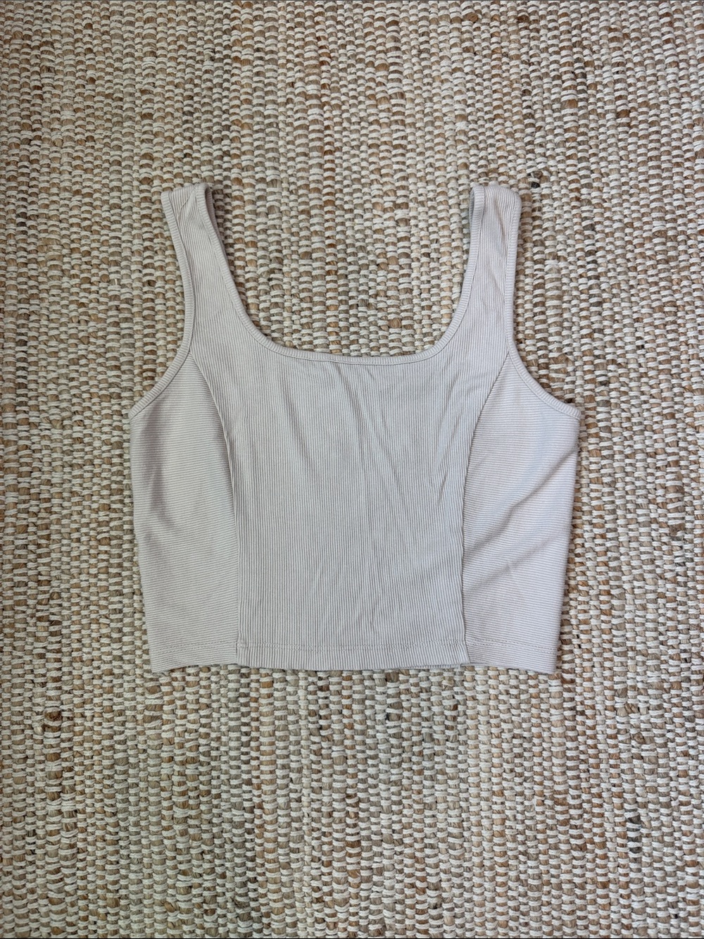 mahina Ribbed Scoop Neck Crop Tank - Cream